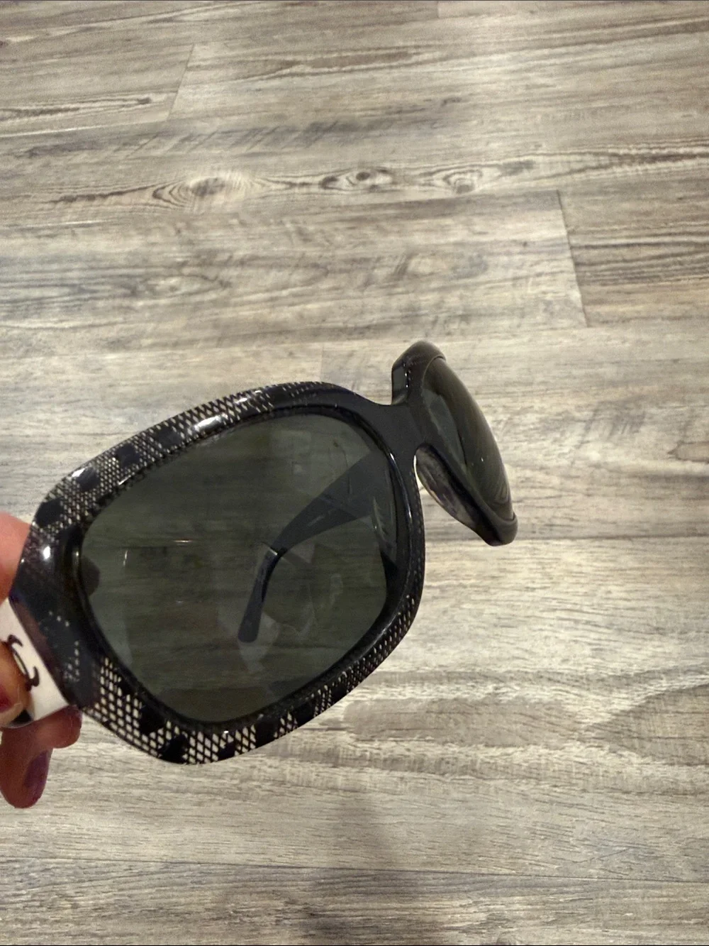 CHANEL 5146 Black White Lace CC Oversized Sunglasses 25/3C Made in Italy